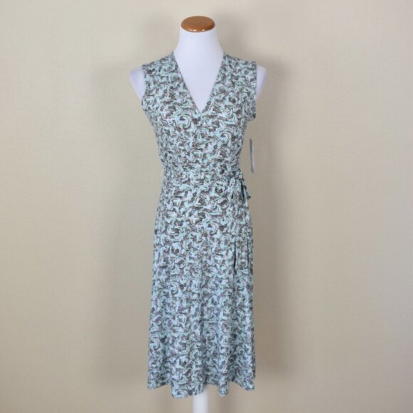 Leota Dresses & Skirts - Leota Finnley Faux Wrap Bird Crane Dress S NEW